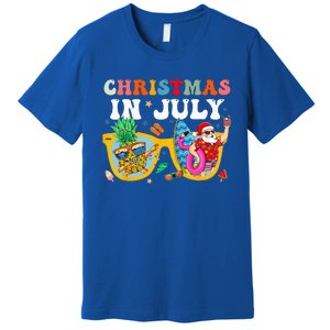 Christmas In July Santa Sunglasses Summer Beach Funny Xmas Premium T-Shirt