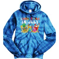 Christmas In July Santa Sunglasses Summer Beach Funny Xmas Tie Dye Hoodie