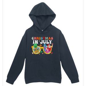 Christmas In July Santa Sunglasses Summer Beach Funny Xmas Urban Pullover Hoodie