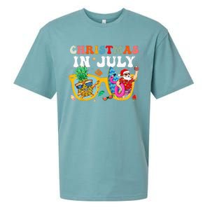 Christmas In July Santa Sunglasses Summer Beach Funny Xmas Sueded Cloud Jersey T-Shirt