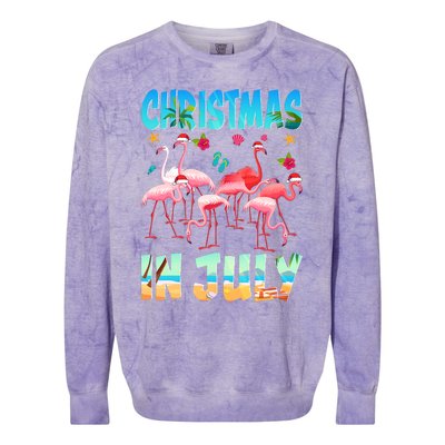 Christmas In July Flamingo Beach Summer Colorblast Crewneck Sweatshirt