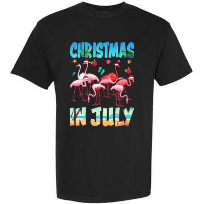 Christmas In July Flamingo Beach Summer Garment-Dyed Heavyweight T-Shirt