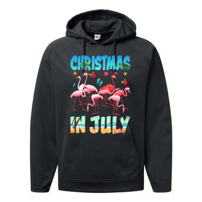 Christmas In July Flamingo Beach Summer Performance Fleece Hoodie