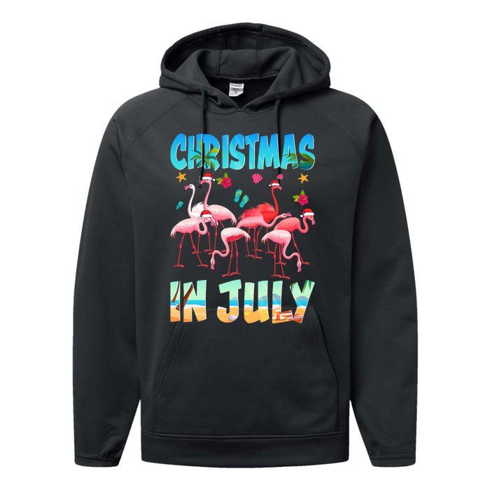 Christmas In July Flamingo Beach Summer Performance Fleece Hoodie