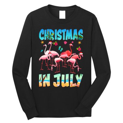 Christmas In July Flamingo Beach Summer Long Sleeve Shirt