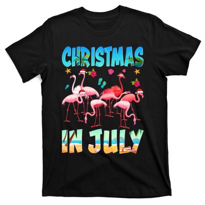 Christmas In July Flamingo Beach Summer T-Shirt