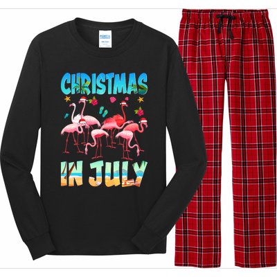 Christmas In July Flamingo Beach Summer Long Sleeve Pajama Set