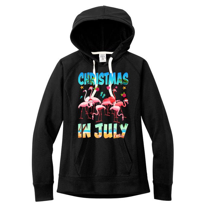 Christmas In July Flamingo Beach Summer Women's Fleece Hoodie