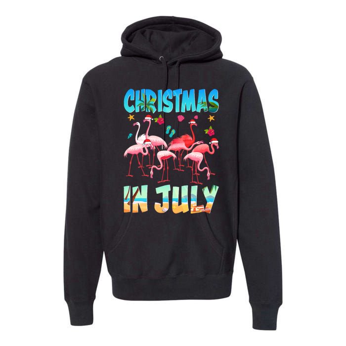 Christmas In July Flamingo Beach Summer Premium Hoodie