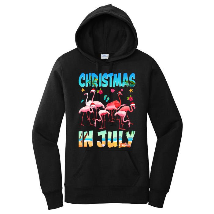 Christmas In July Flamingo Beach Summer Women's Pullover Hoodie