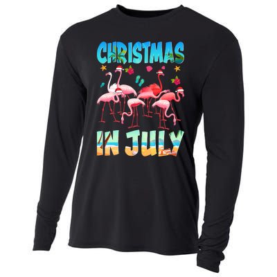 Christmas In July Flamingo Beach Summer Cooling Performance Long Sleeve Crew