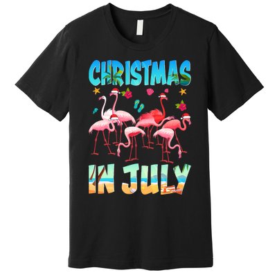 Christmas In July Flamingo Beach Summer Premium T-Shirt