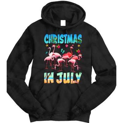 Christmas In July Flamingo Beach Summer Tie Dye Hoodie