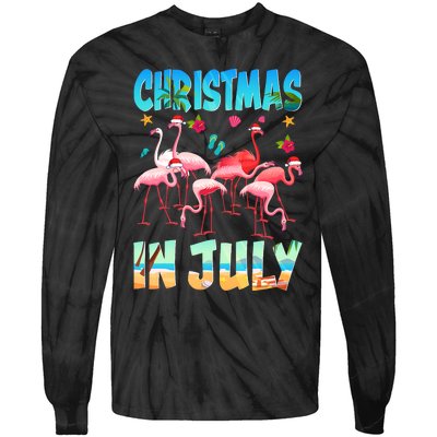 Christmas In July Flamingo Beach Summer Tie-Dye Long Sleeve Shirt