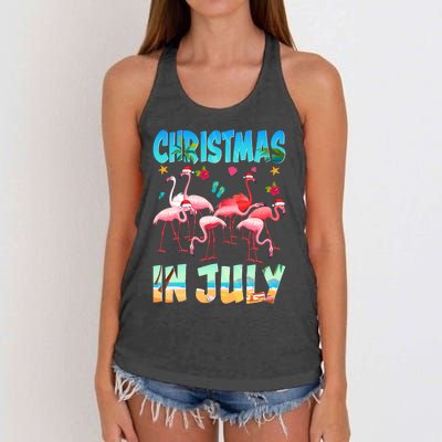 Christmas In July Flamingo Beach Summer Women's Knotted Racerback Tank