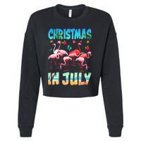 Christmas In July Flamingo Beach Summer Cropped Pullover Crew