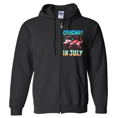 Christmas In July Flamingo Beach Summer Full Zip Hoodie