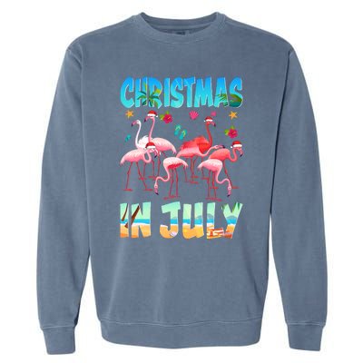 Christmas In July Flamingo Beach Summer Garment-Dyed Sweatshirt