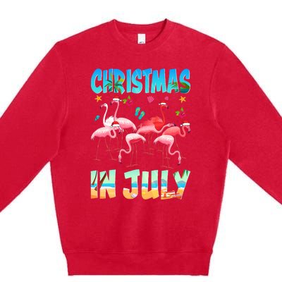 Christmas In July Flamingo Beach Summer Premium Crewneck Sweatshirt