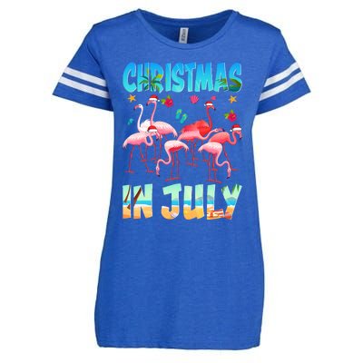 Christmas In July Flamingo Beach Summer Enza Ladies Jersey Football T-Shirt