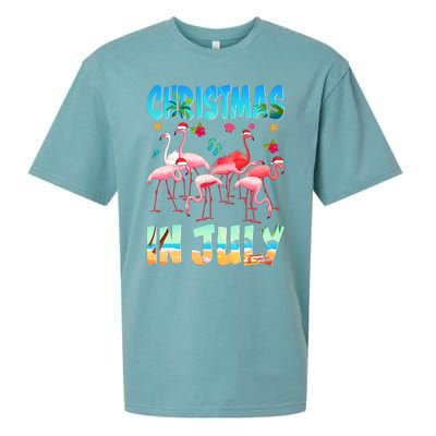 Christmas In July Flamingo Beach Summer Sueded Cloud Jersey T-Shirt