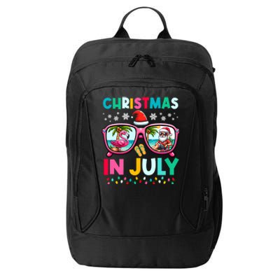 Christmas In July Flamingo Santa Beach Summer Hawaii City Backpack