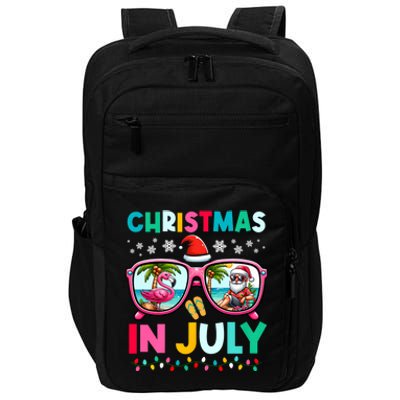 Christmas In July Flamingo Santa Beach Summer Hawaii Impact Tech Backpack