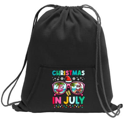 Christmas In July Flamingo Santa Beach Summer Hawaii Sweatshirt Cinch Pack Bag