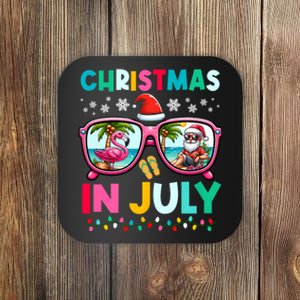 Christmas In July Flamingo Santa Beach Summer Hawaii Coaster