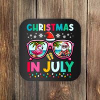 Christmas In July Flamingo Santa Beach Summer Hawaii Coaster