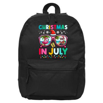 Christmas In July Flamingo Santa Beach Summer Hawaii 16 in Basic Backpack