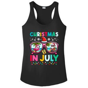 Christmas In July Flamingo Santa Beach Summer Hawaii Ladies PosiCharge Competitor Racerback Tank