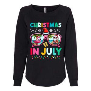 Christmas In July Flamingo Santa Beach Summer Hawaii Womens California Wash Sweatshirt