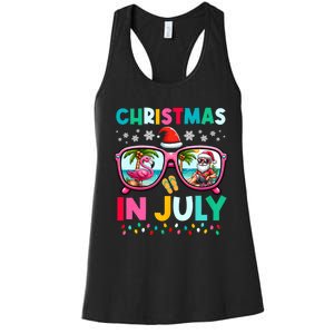 Christmas In July Flamingo Santa Beach Summer Hawaii Women's Racerback Tank