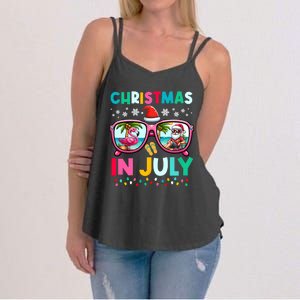 Christmas In July Flamingo Santa Beach Summer Hawaii Women's Strappy Tank