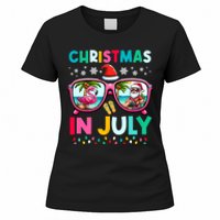 Christmas In July Flamingo Santa Beach Summer Hawaii Women's T-Shirt