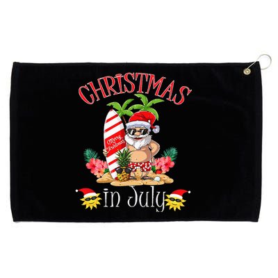 Christmas In July T Funny Santa Summer Beach Vacation Grommeted Golf Towel