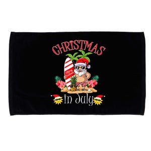 Christmas In July T Funny Santa Summer Beach Vacation Microfiber Hand Towel