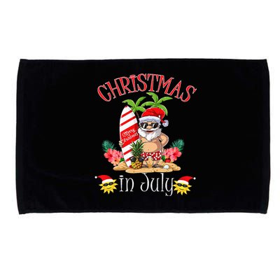 Christmas In July T Funny Santa Summer Beach Vacation Microfiber Hand Towel