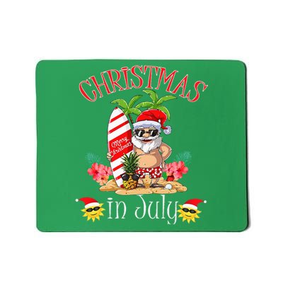 Christmas In July T Funny Santa Summer Beach Vacation Mousepad