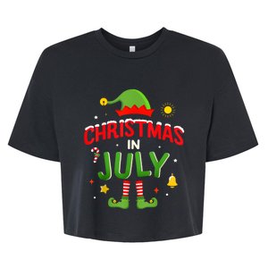 Christmas In July Funny Elf For Summer Xmas Bella+Canvas Jersey Crop Tee