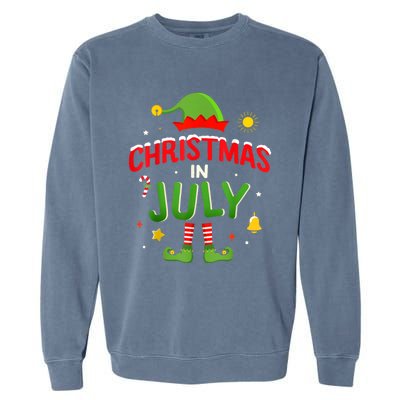 Christmas In July Funny Elf For Summer Xmas Garment-Dyed Sweatshirt