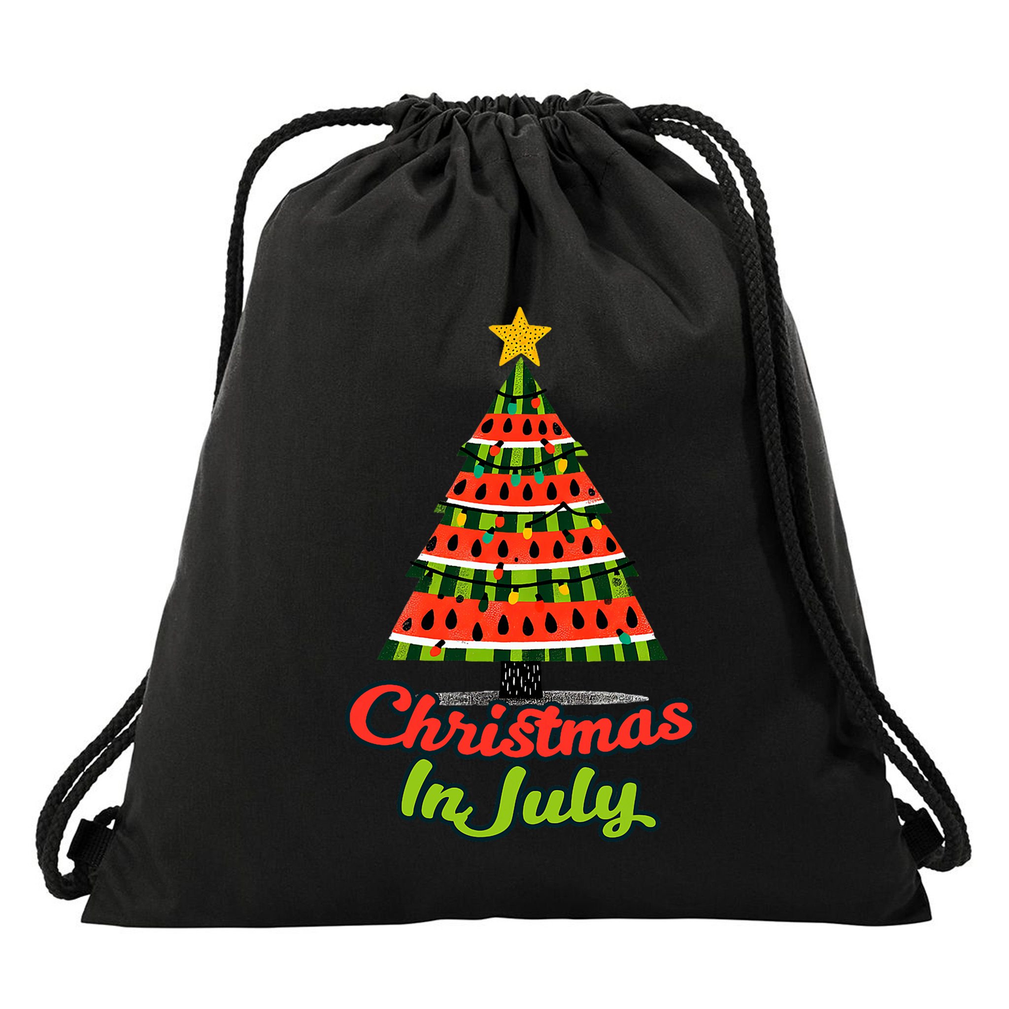 Christmas In July Watermelon Tropical Xmas Tree Summer Tank Top Drawstring Bag