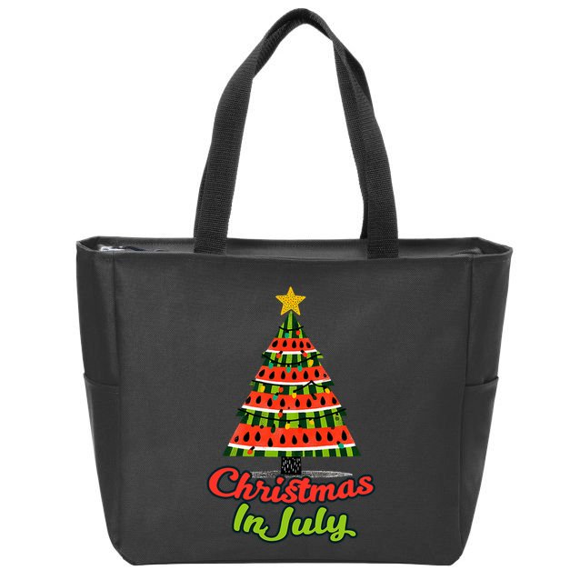 Christmas In July Watermelon Tropical Xmas Tree Summer Tank Top Zip Tote Bag