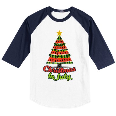 Christmas In July Watermelon Tropical Xmas Tree Summer Tank Top Baseball Sleeve Shirt