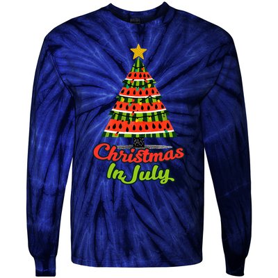 Christmas In July Watermelon Tropical Xmas Tree Summer Tank Top Tie-Dye Long Sleeve Shirt