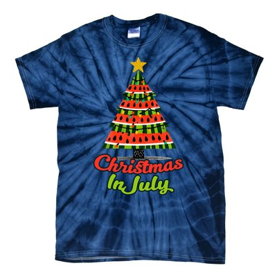 Christmas In July Watermelon Tropical Xmas Tree Summer Tank Top Tie-Dye T-Shirt