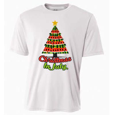 Christmas In July Watermelon Tropical Xmas Tree Summer Tank Top Cooling Performance Crew T-Shirt