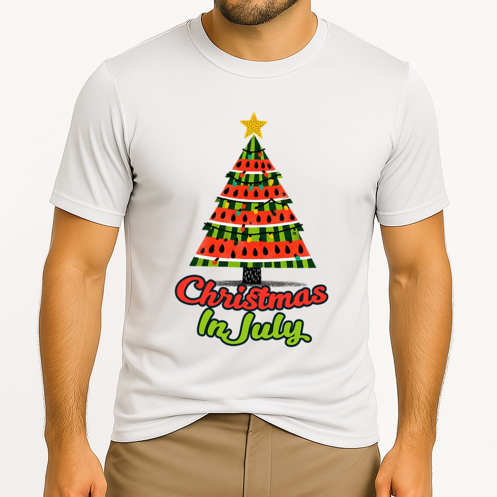 Christmas In July Watermelon Tropical Xmas Tree Summer Tank Top Performance Shirt