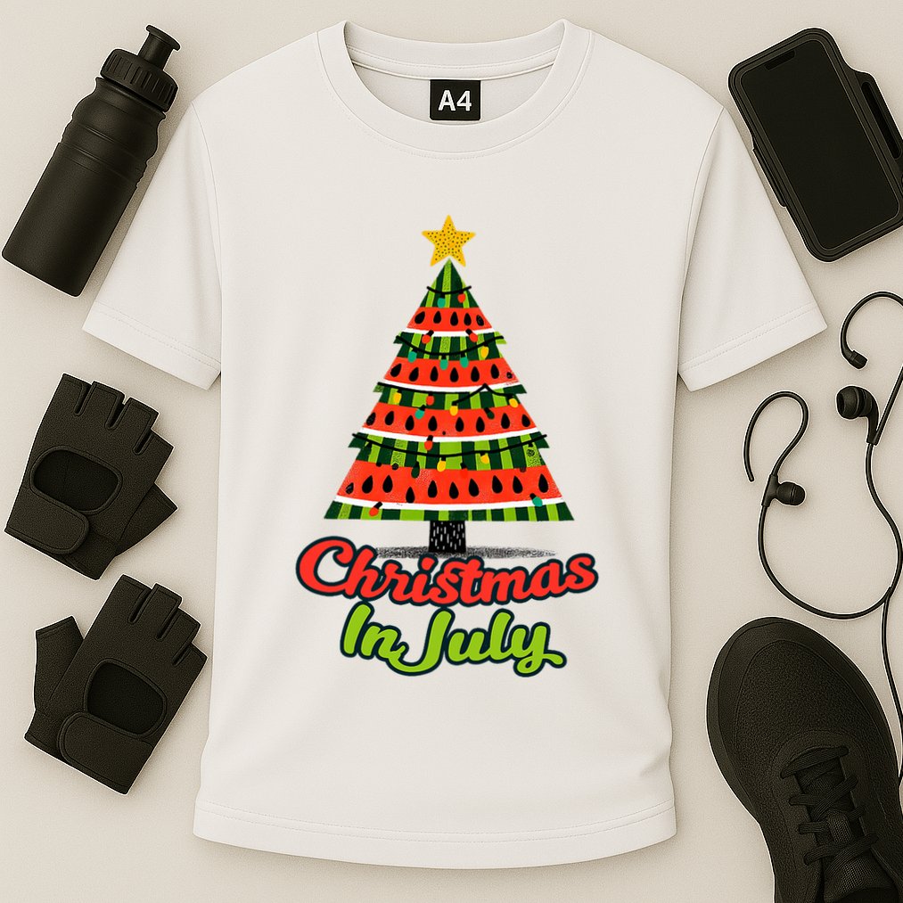 Christmas In July Watermelon Tropical Xmas Tree Summer Tank Top Performance Shirt